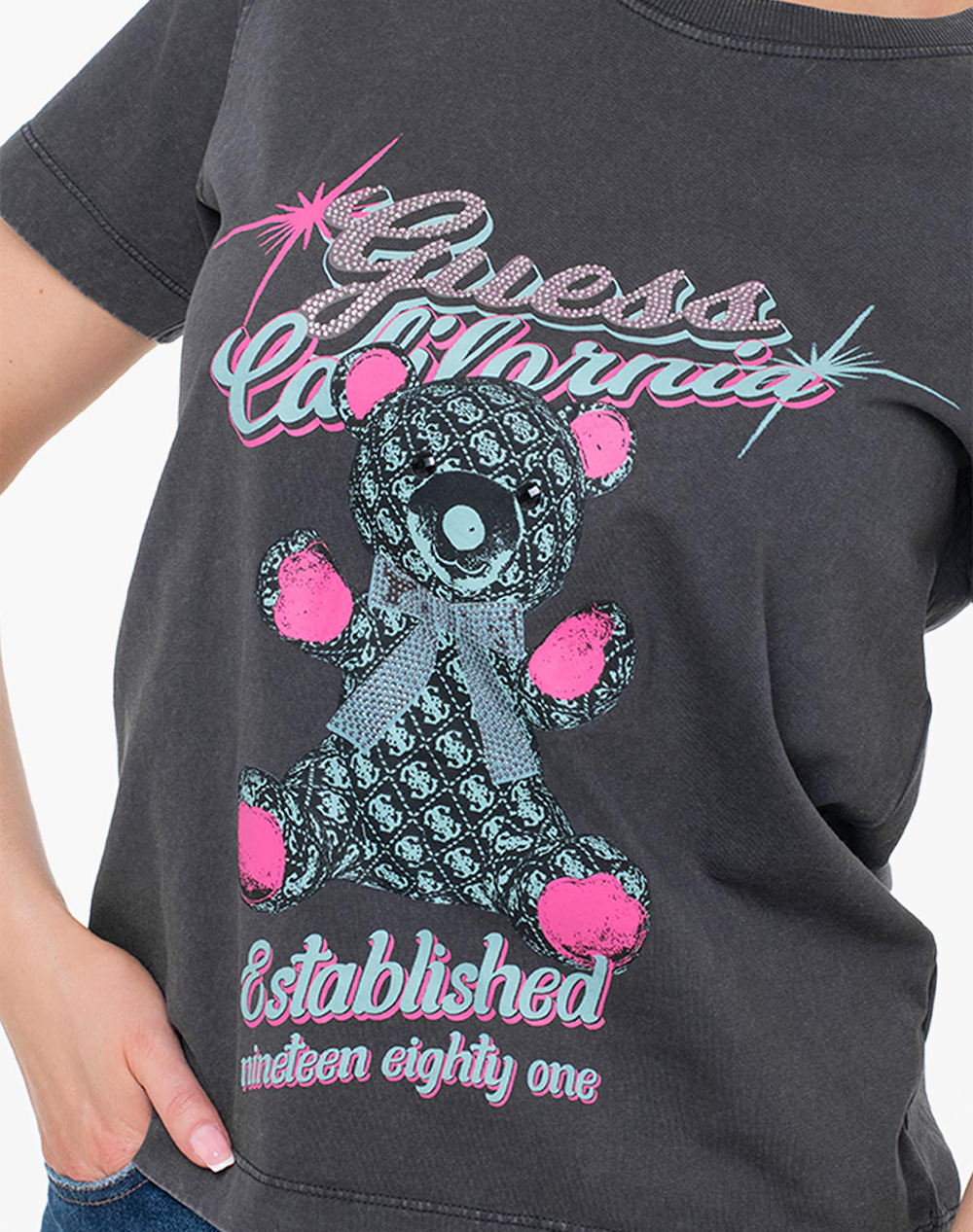 Guess Ss Cn Bear Tee Μπλούζα Γυναικείο W6Ri38I3Z14-Jtmu Darkslategrey Γυναικεία ρούχα μπλούζες Τ-Shirt Politikos Shop Πολιτικός