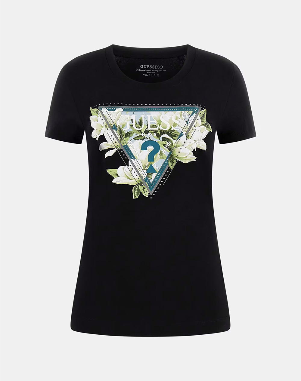 Guess Ss Cn Camelia Triangle Tee Μπλούζα Γυναικείο W6Ri35J1314-Jblk Black Γυναικεία ρούχα μπλούζες Τ-Shirt Politikos Shop Πολιτικός