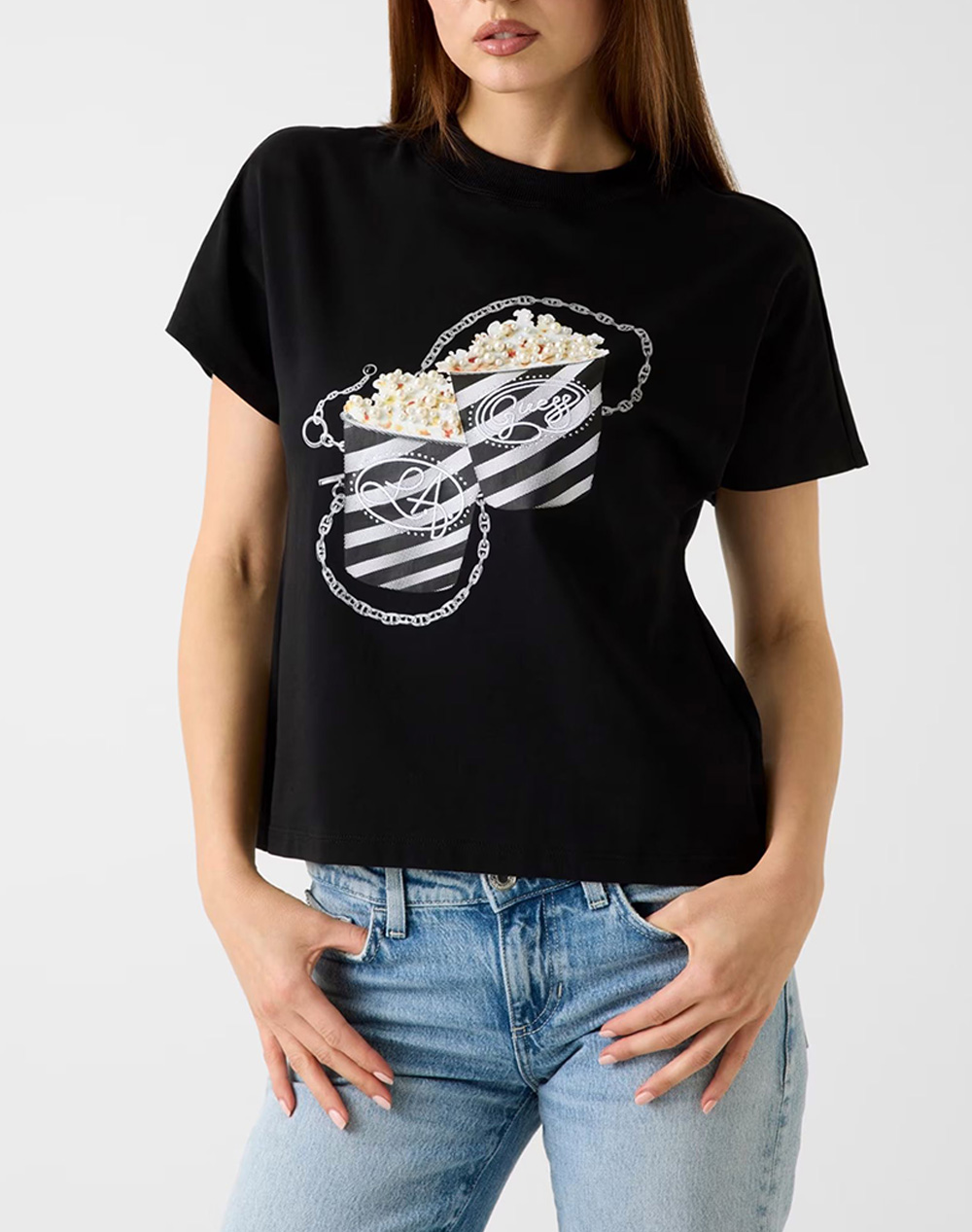 GUESS SS CN POPCORN TEE ΜΠΛΟΥΖΑ ΓΥΝΑΙΚΕΙΟ W6RI28I3Z14-JBLK Black