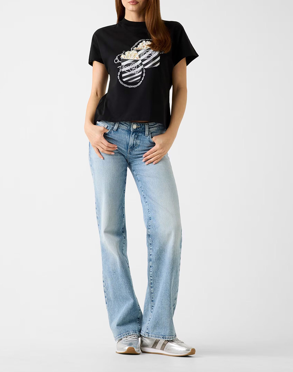 Guess Ss Cn Popcorn Tee Μπλούζα Γυναικείο W6Ri28I3Z14-Jblk Black Γυναικεία ρούχα μπλούζες Τ-Shirt Politikos Shop Πολιτικός