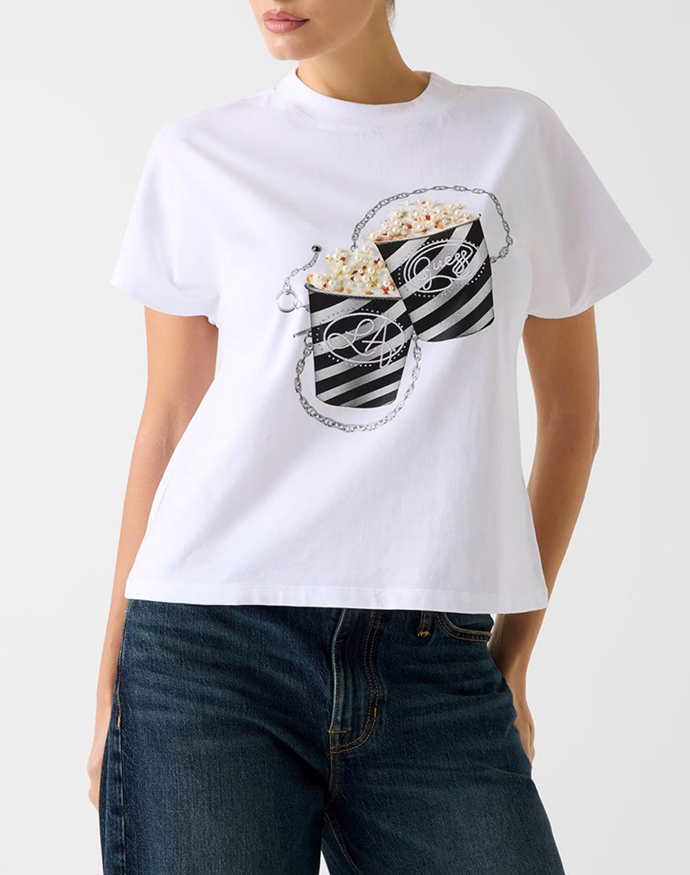 GUESS SS CN POPCORN TEE ΜΠΛΟΥΖΑ ΓΥΝΑΙΚΕΙΟ W6RI28I3Z14-G011 White