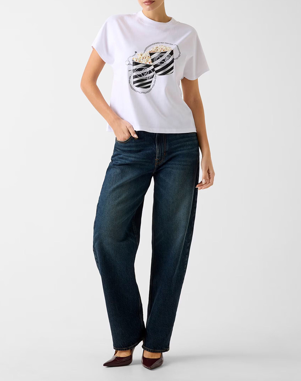 Guess Ss Cn Popcorn Tee Μπλούζα Γυναικείο W6Ri28I3Z14-G011 White Γυναικεία ρούχα μπλούζες Τ-Shirt Politikos Shop Πολιτικός