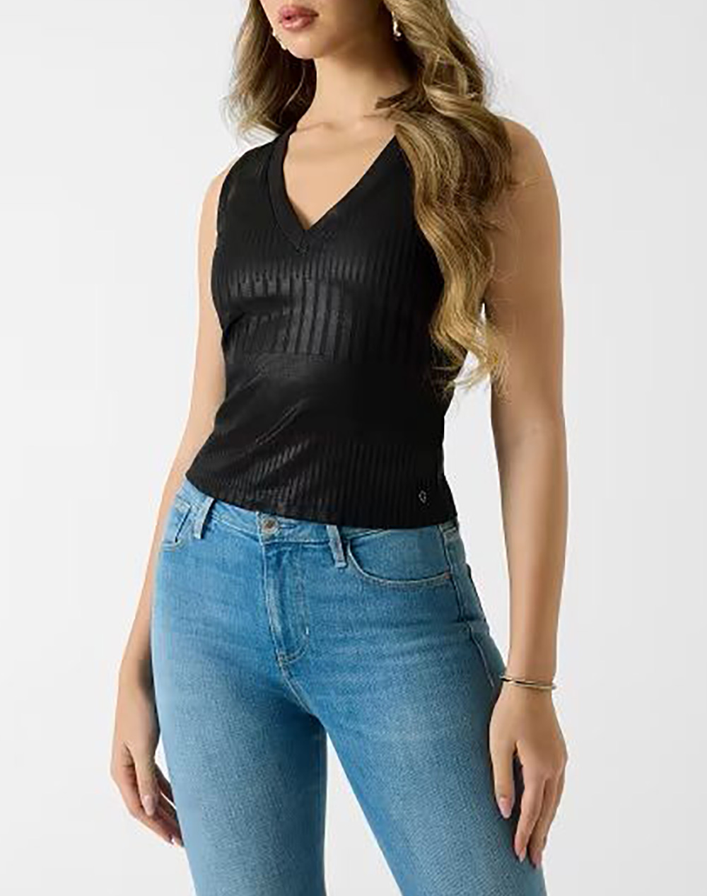 GUESS SL V-NECK MARILENA TOP ΜΠΛΟΥΖΑ ΓΥΝΑΙΚΕΙΟ W6RP10KC812-FJBQ Black