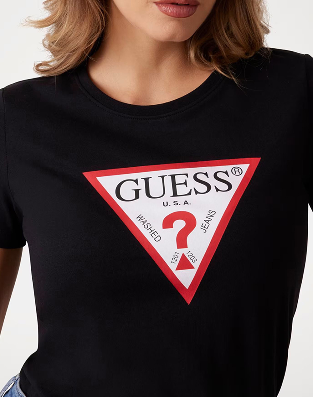 Guess Ss Cn Original Tee Μπλούζα Γυναικείο W1Yi1Bi3Z14-Jblk Black Γυναικεία ρούχα μπλούζες Τ-Shirt Politikos Shop Πολιτικός