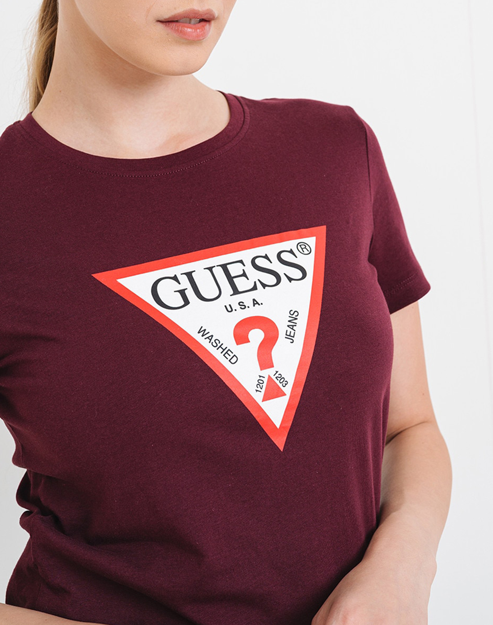 Guess Ss Cn Original Tee Μπλούζα Γυναικείο W1Yi1Bi3Z14-G596 Bordeux Γυναικεία ρούχα μπλούζες Τ-Shirt Politikos Shop Πολιτικός