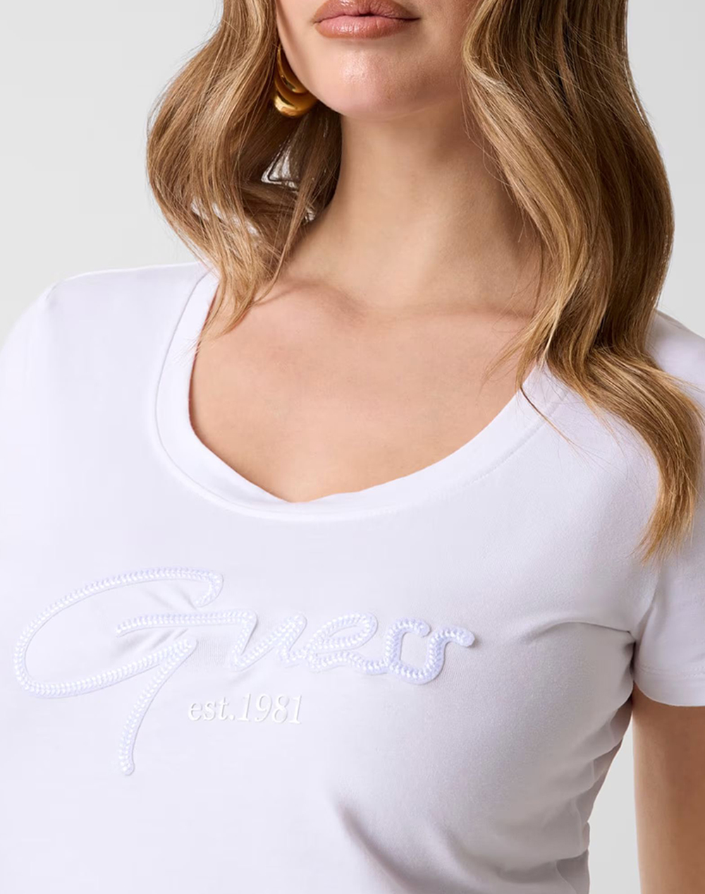 Guess Ss Cn Script Tee Μπλούζα Γυναικείο W6Gi14K3033-G011 White Γυναικεία ρούχα μπλούζες Τ-Shirt Politikos Shop Πολιτικός