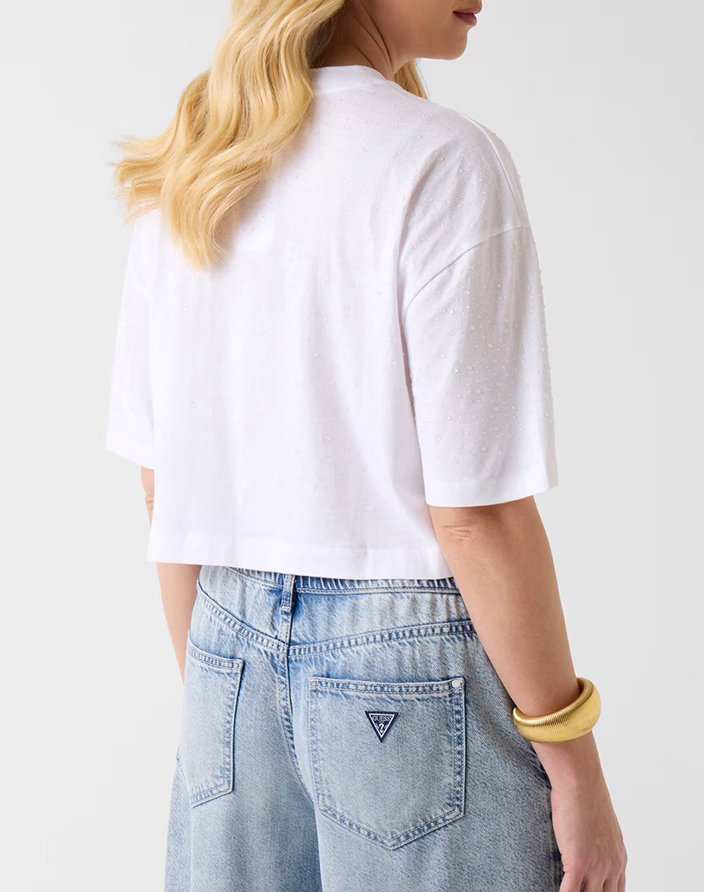 GUESS SS RHINESTONE CROP OS TEE ΜΠΛΟΥΖΑ ΓΥΝΑΙΚΕΙΟ W6GI42K3582-G011 White