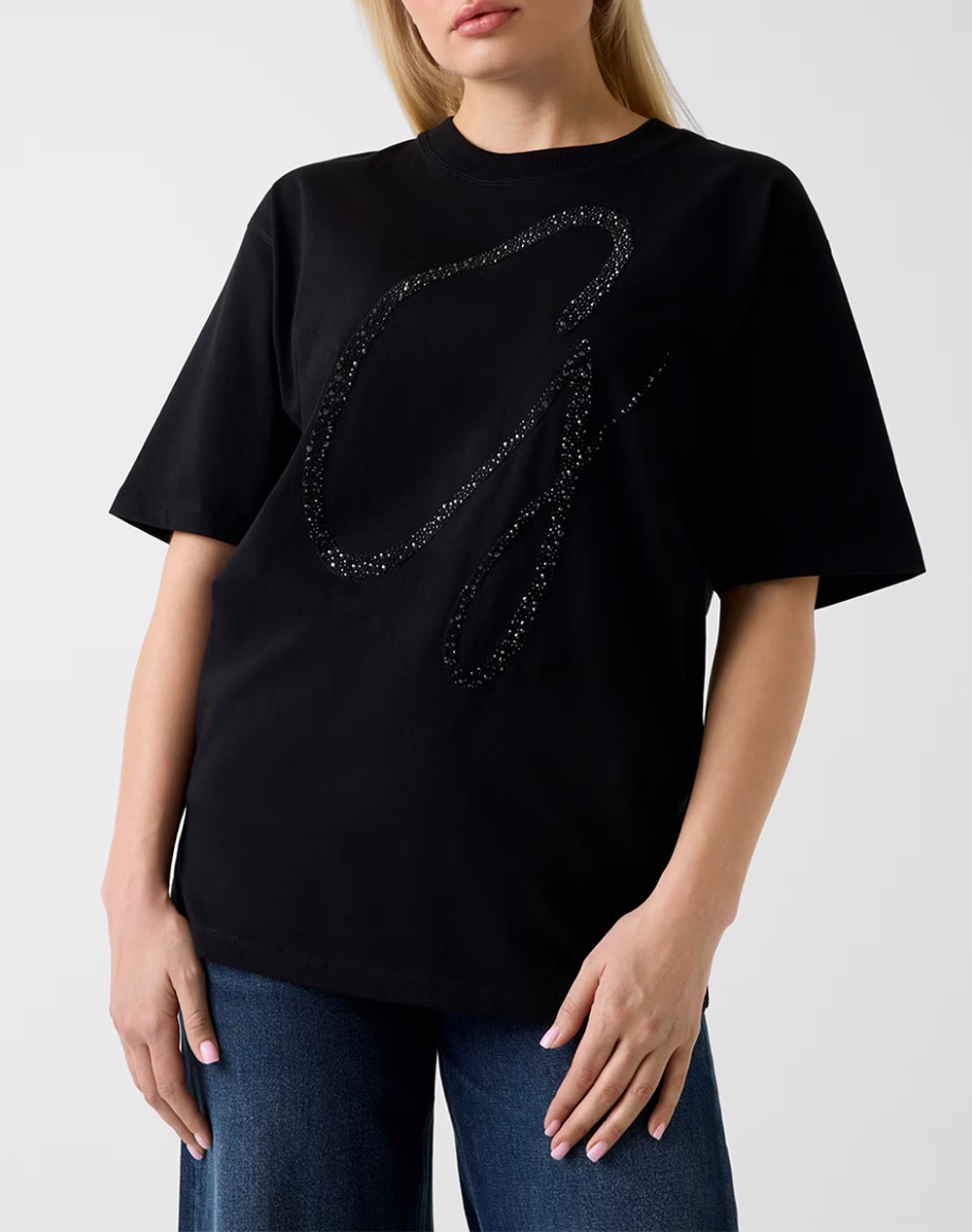 Guess Ss Cn Maxi G Studs Tee Μπλούζα Γυναικείο W6Gi39K3478-Jblk Black Γυναικεία ρούχα μπλούζες Τ-Shirt Politikos Shop Πολιτικός