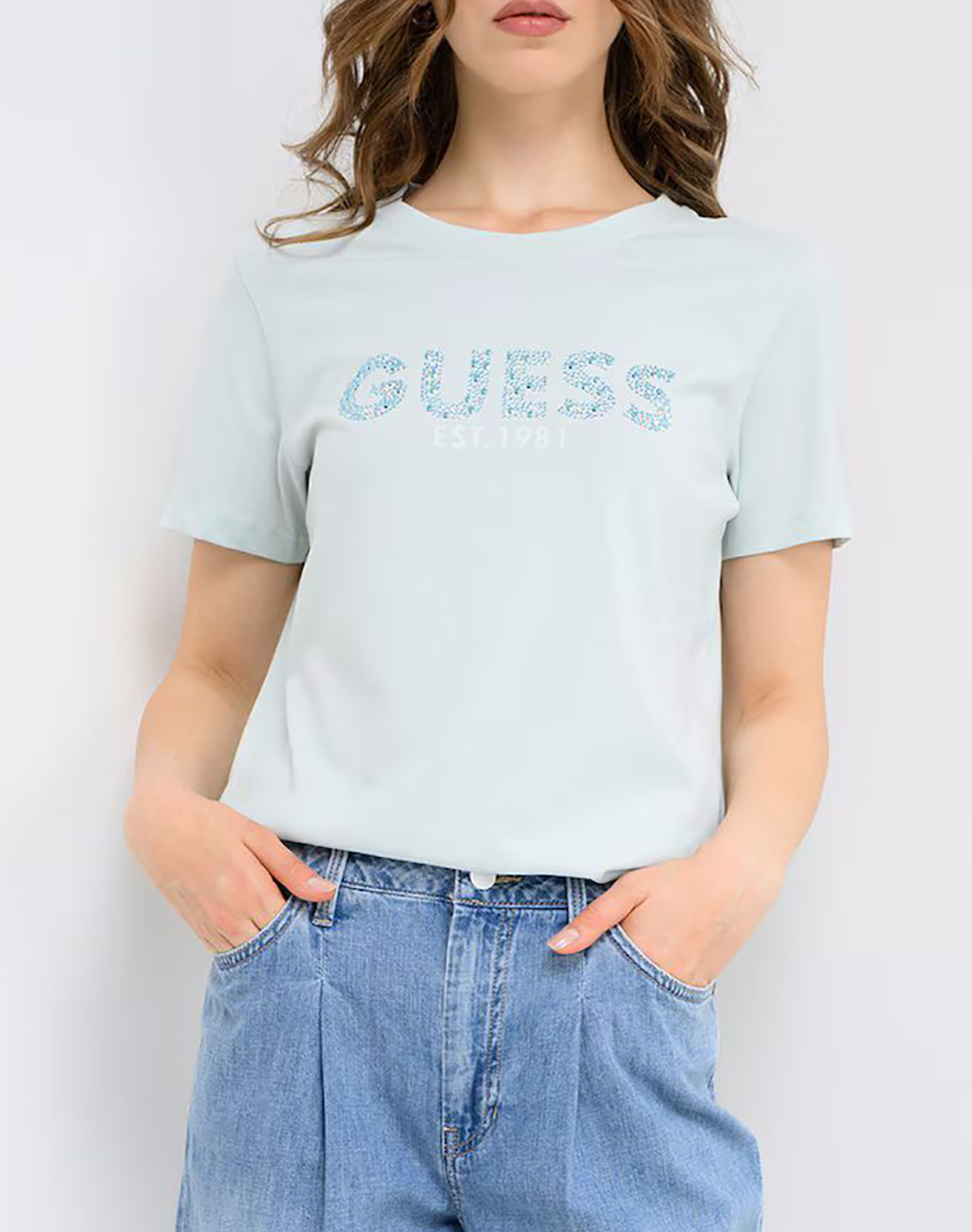 GUESS SS CN GUESS STUDS SCRIPT TEE ΜΠΛΟΥΖΑ ΓΥΝΑΙΚΕΙΟ W6GI15K3035-A72C MintGreen