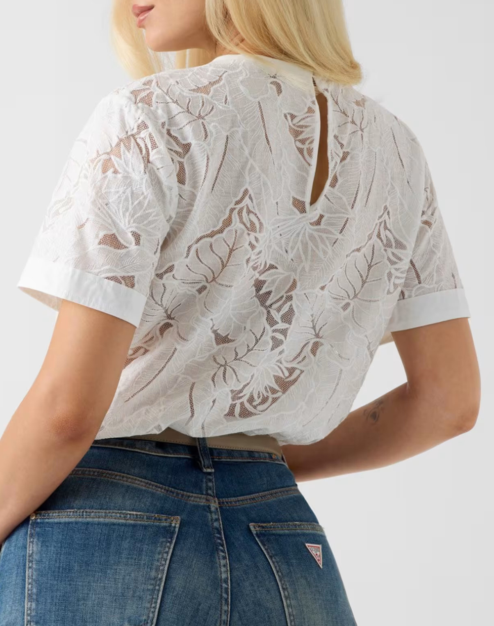 GUESS SS CASSANDRE FOLIAGE TULLE TOP ΓΥΝΑΙΚΕΙΟ W6GH41W1851-G011 White
