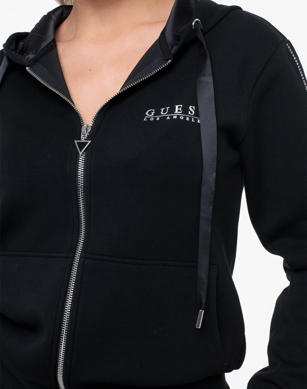 Guess New Hooded Scuba Sweatshirt Φούτερ Γυναικείο W6Rq12Kbye2-Jblk Black Γυναικεία ρούχα μπλούζες φούτερ Politikos Shop Πολιτικός