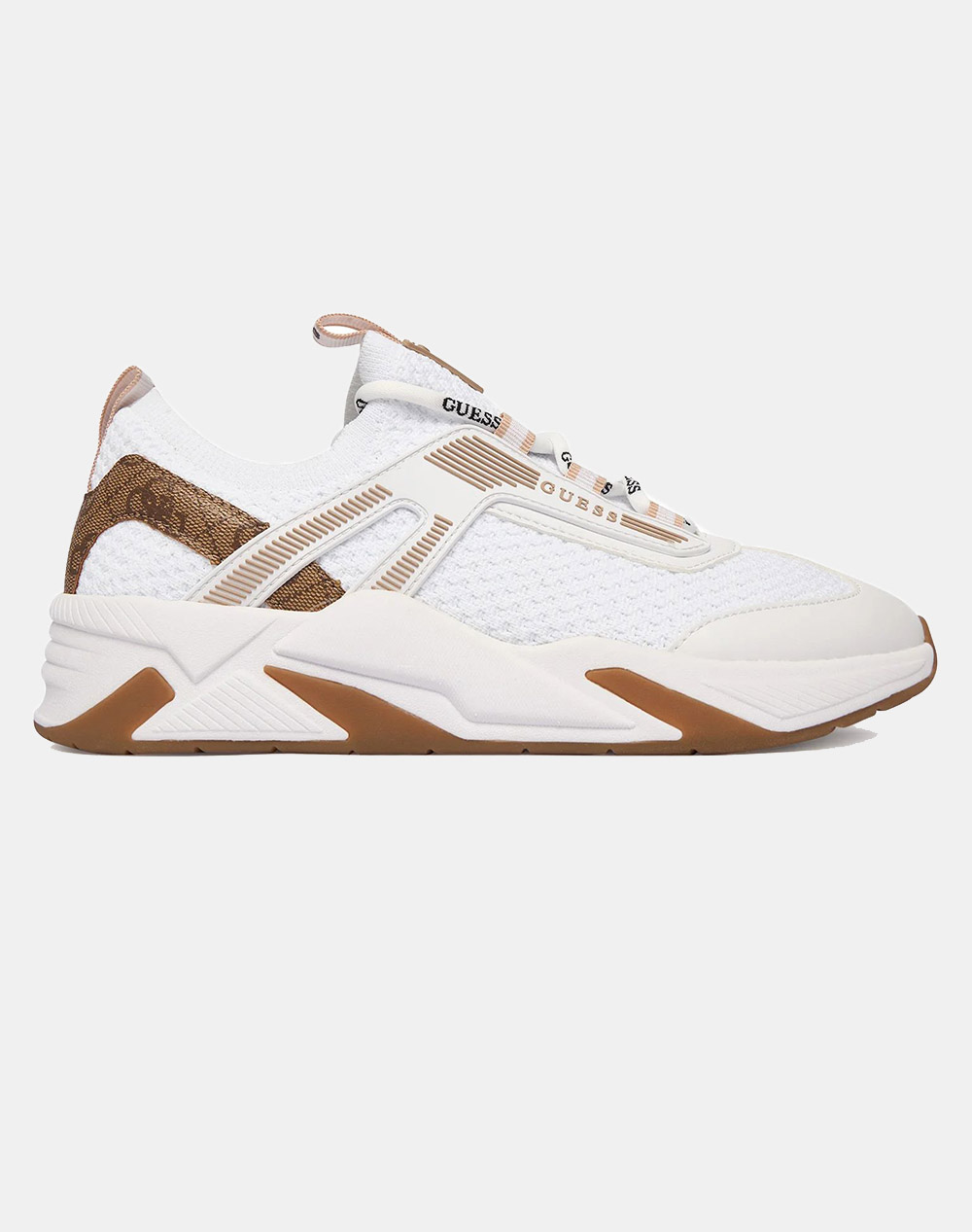 Guess Γυναικεία Sneakers Άσπρο Πολυεστέρας Πολυουρεθάνη