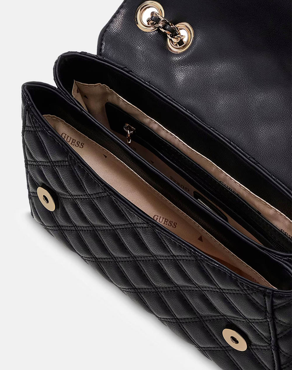 Guess Giully Ii 2 Comp Cnvrtble Flap Τσάντα Γυναικείο Hwqg9673200-Bla Black Γυναικεία αξεσουάρ τσάντες Politikos Shop Πολιτικός