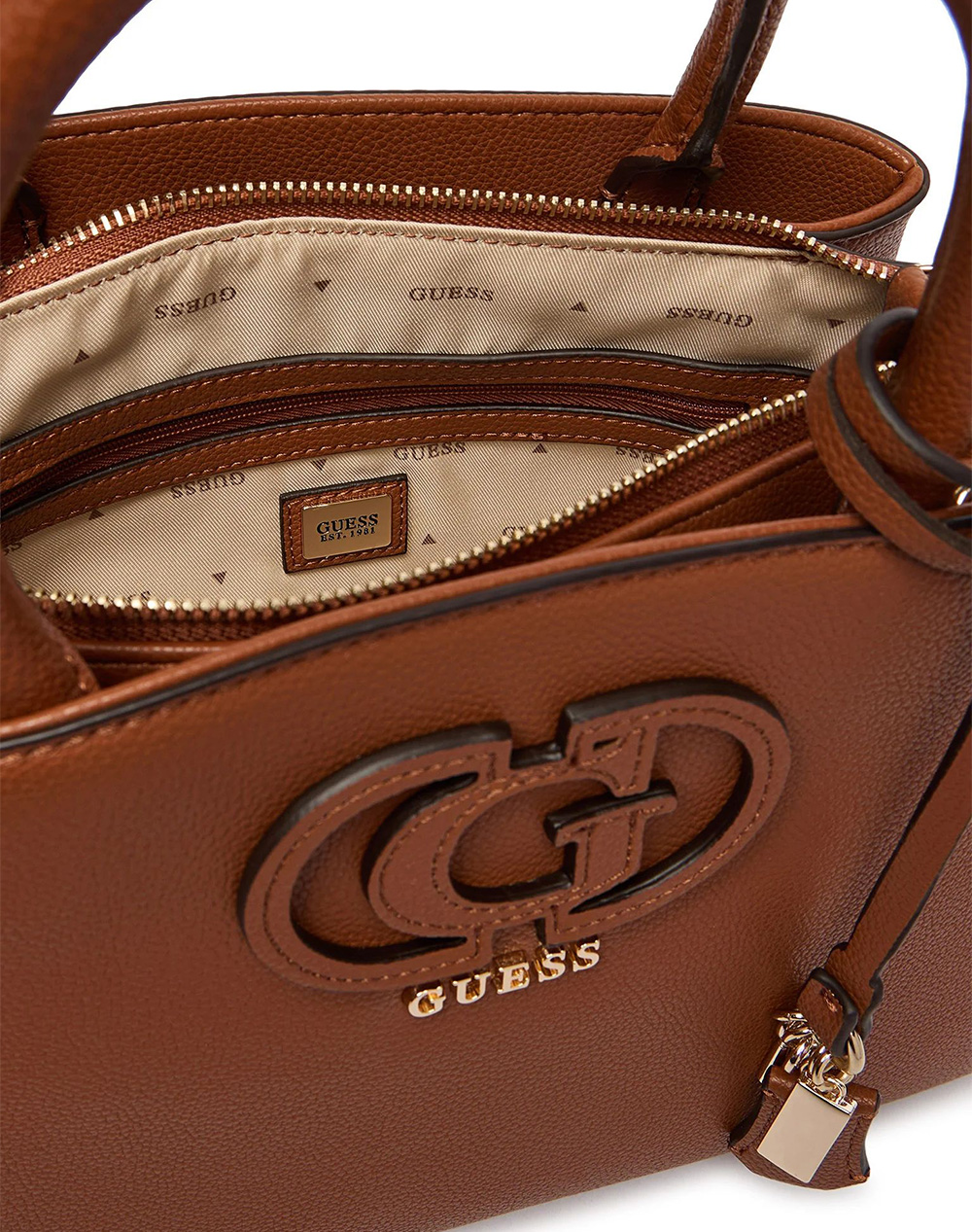 Guess Isola 3 Comp Satchel Τσάντα Γυναικείο Hwbg9905060-Cog Cappuccino Γυναικεία αξεσουάρ τσάντες Politikos Shop Πολιτικός