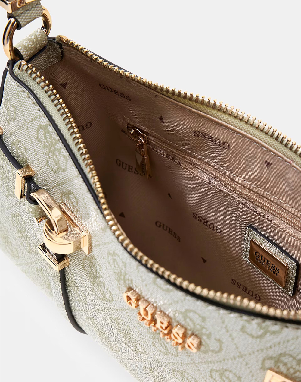Guess Leona Logo Shoulder Bag Τσάντα Γυναικείο Hwsg9917180-Sgo Lightgreen Γυναικεία αξεσουάρ τσάντες Politikos Shop Πολιτικός