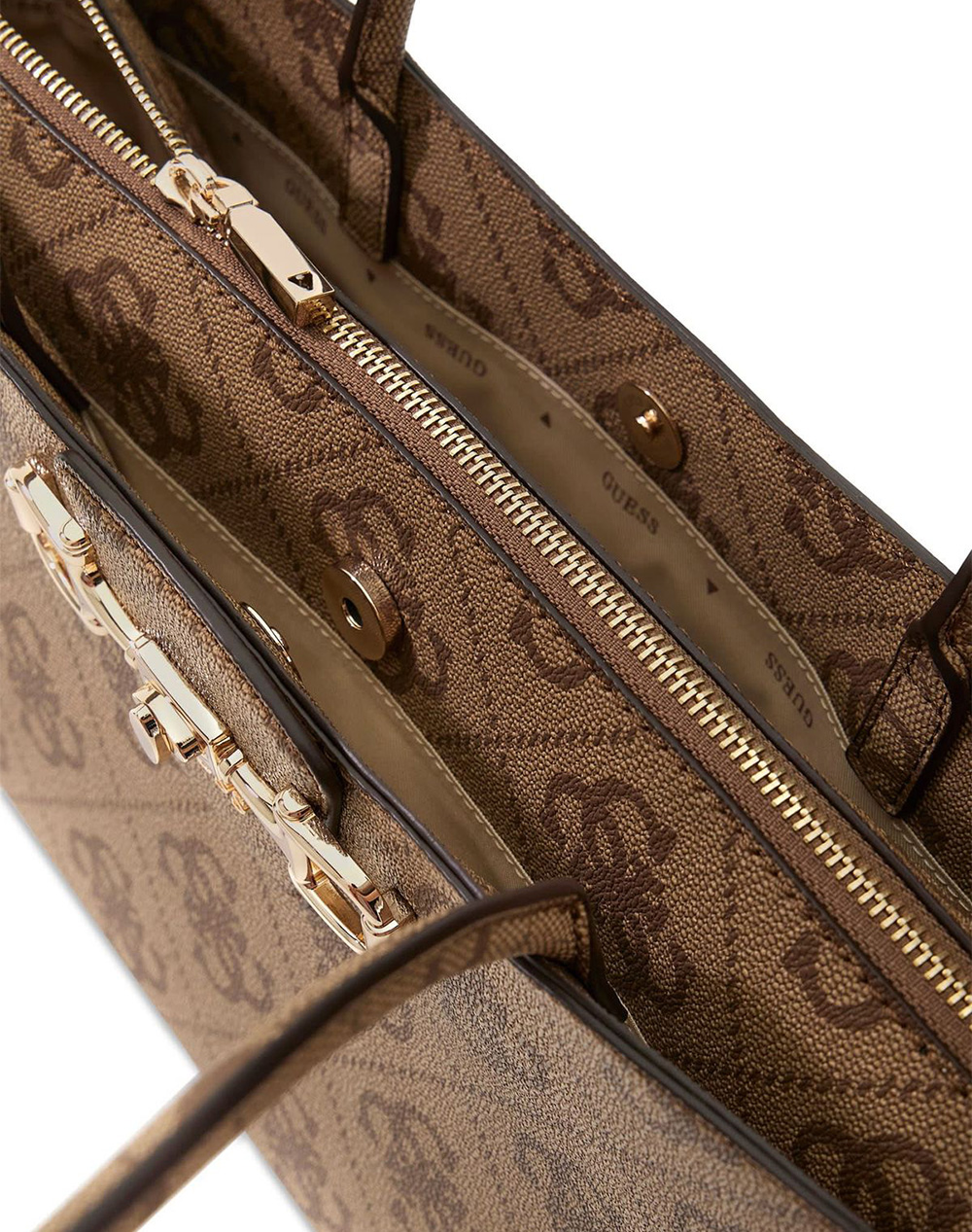 Guess Janie Logo Girlfriend Carryall Τσάντα Γυναικείο Hwos9924230-Ltl Cappuccino Γυναικεία αξεσουάρ τσάντες Politikos Shop Πολιτικός