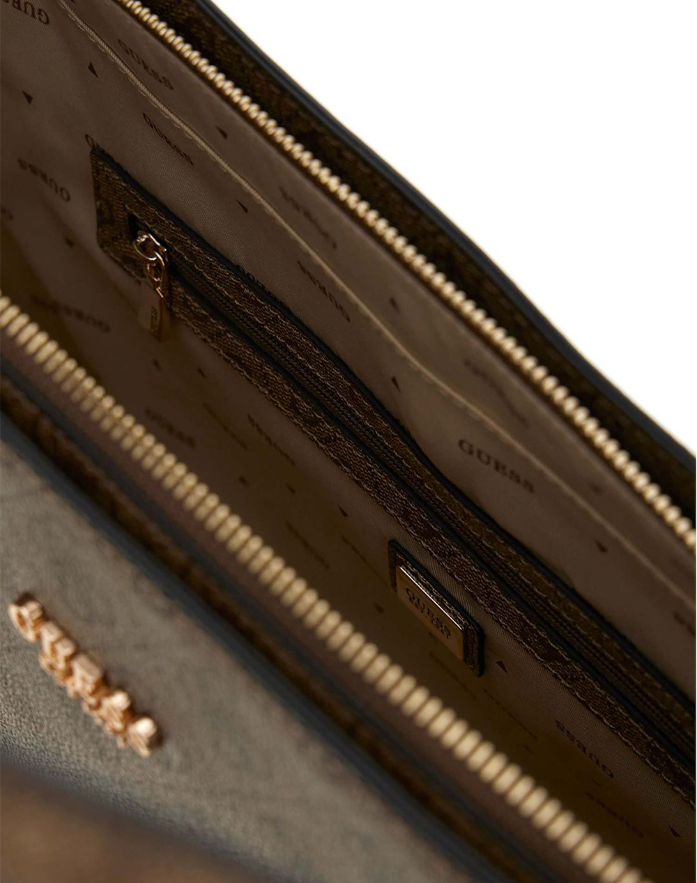 Guess Leona Logo 2 Comp Tote Τσάντα Γυναικείο Hwsg9917230-Ltl Cappuccino Γυναικεία αξεσουάρ τσάντες Politikos Shop Πολιτικός