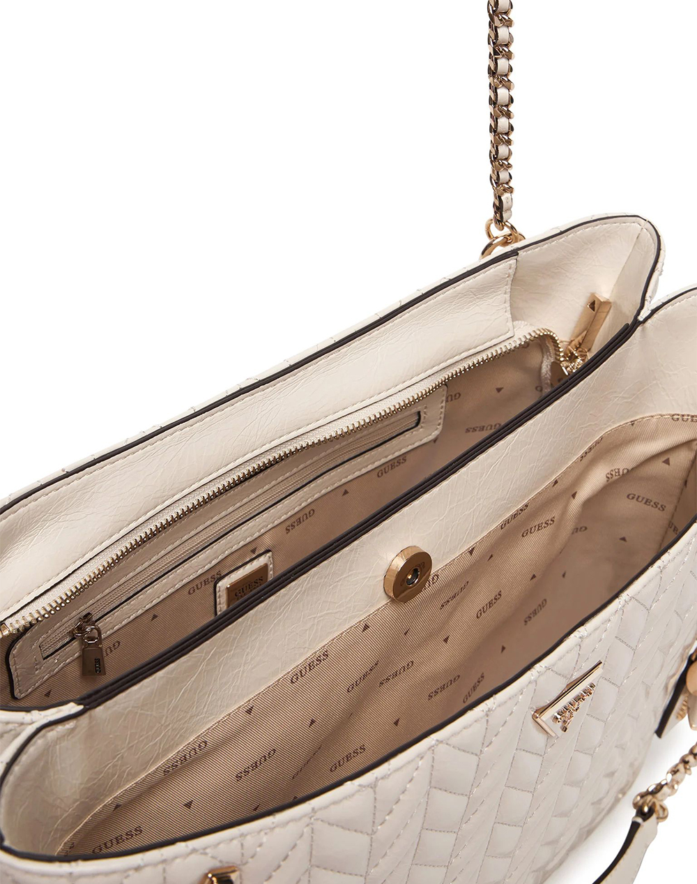 Guess Cheryl 2 Comp Tote Τσάντα Γυναικείο Hwtq9720220-Sto Ecru Γυναικεία αξεσουάρ τσάντες Politikos Shop Πολιτικός