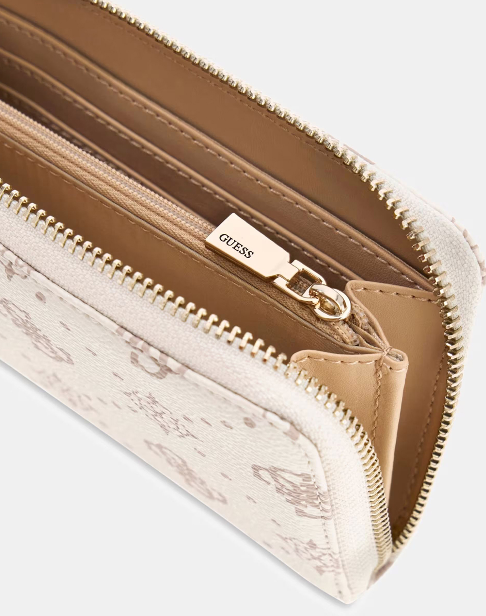 Guess Emelie Logo Slg Med Zip Around Αξεσουάρ Γυναικείο Swgp9928140-Vno Ecru Γυναικεία αξεσουάρ Πορτοφολια Politikos Shop Πολιτικός