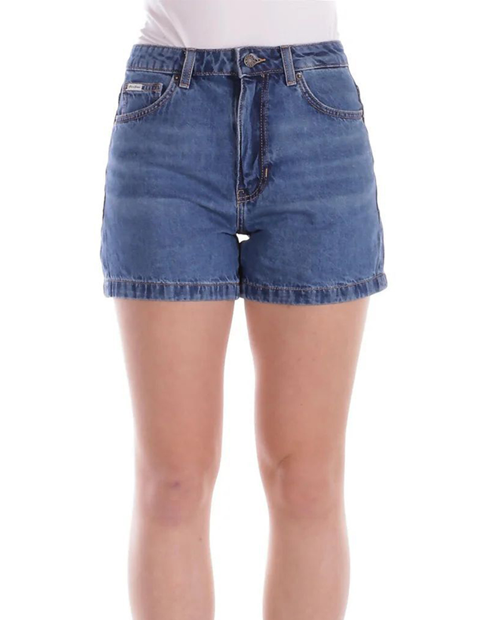 Guess Jeans Γυναικείο Τζιν Σόρτς Τζιν Μπλε Βαμβάκι Λινό
