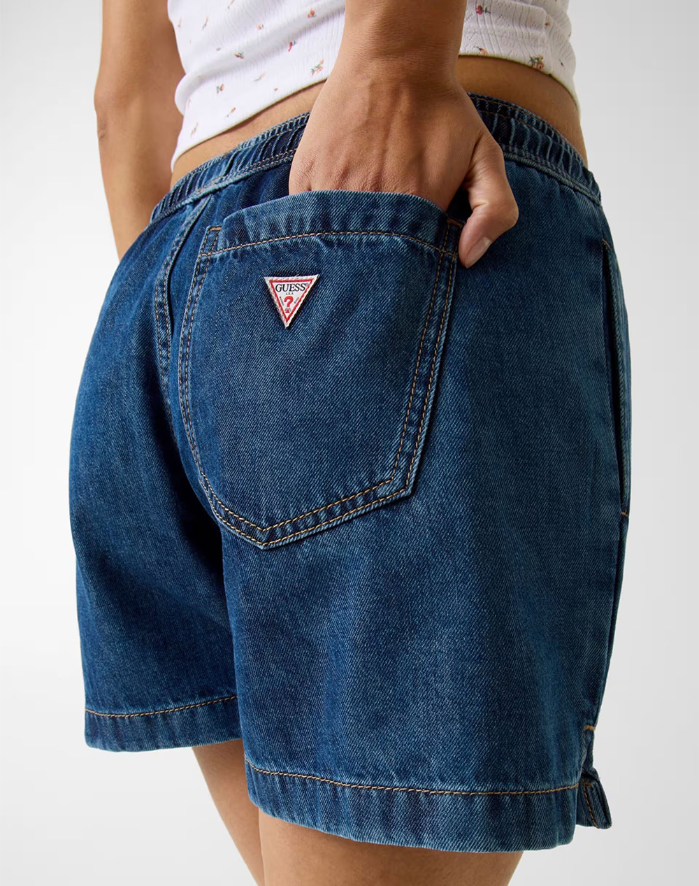 Guess Jeans Gj Drawstring Short Σορτς Γυναικείο W6Gd53D7901-Gntm Denimblue Γυναικεία ρούχα Βερμουδες Politikos Shop Πολιτικός