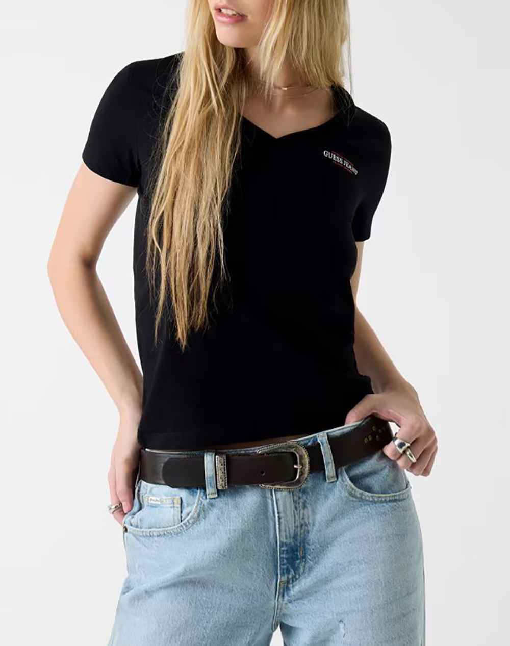 GUESS JEANS GJ SS VN SLIM MINI AMERICA TEE ΜΠΛΟΥΖΑ ΓΥΝΑΙΚΕΙΟ W4YI23J1314-JBLK Black