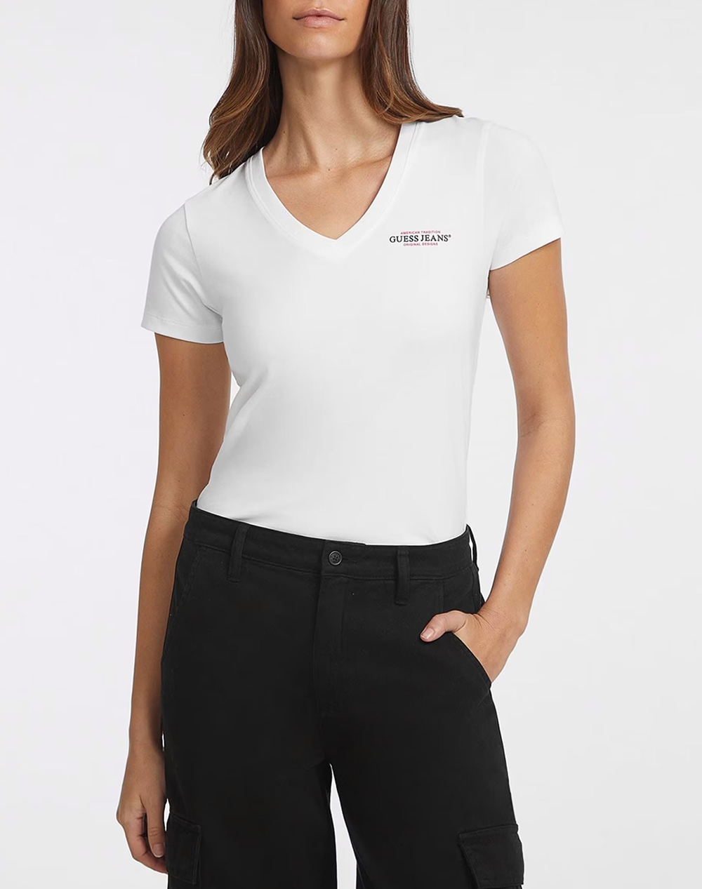 GUESS JEANS GJ SS VN SLIM MINI AMERICA TEE ΜΠΛΟΥΖΑ ΓΥΝΑΙΚΕΙΟ W4YI23J1314-G011 White