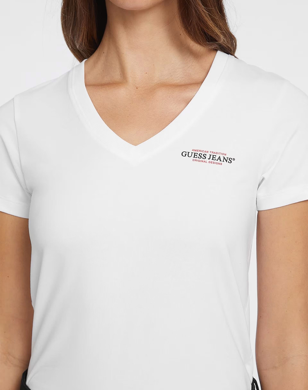 Guess Jeans Gj Ss Vn Slim Mini America Tee Μπλούζα Γυναικείο W4Yi23J1314-G011 White Γυναικεία ρούχα μπλούζες Τ-Shirt Politikos Shop Πολιτικός