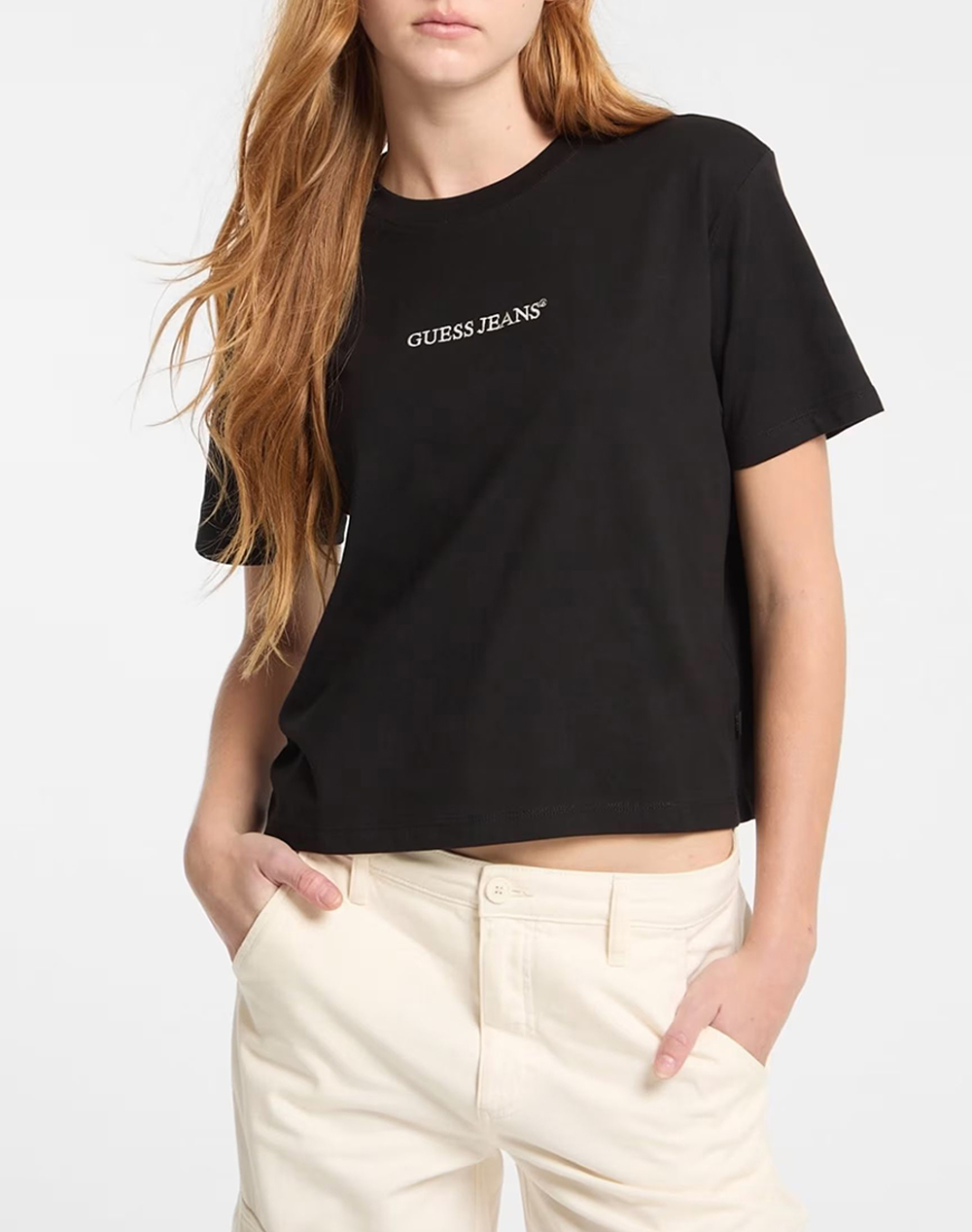 GUESS JEANS GJ SS CN BOXY EMBRO LOGO TEE ΜΠΛΟΥΖΑ ΓΥΝΑΙΚΕΙΟ W5RI42K8HM0-JBLK Black