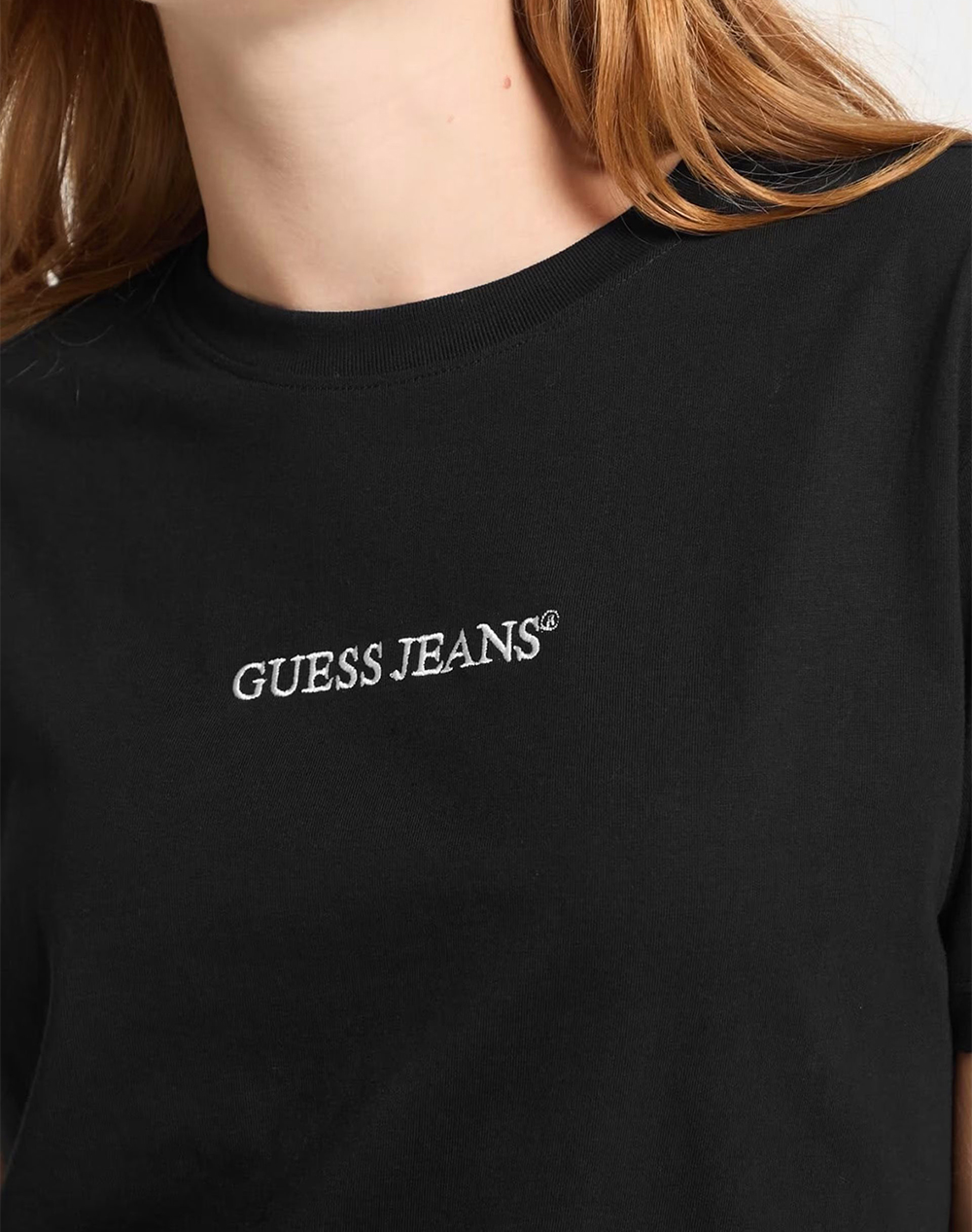 Guess Jeans Gj Ss Cn Boxy Embro Logo Tee Μπλούζα Γυναικείο W5Ri42K8Hm0-Jblk Black Γυναικεία ρούχα μπλούζες Τ-Shirt Politikos Shop Πολιτικός