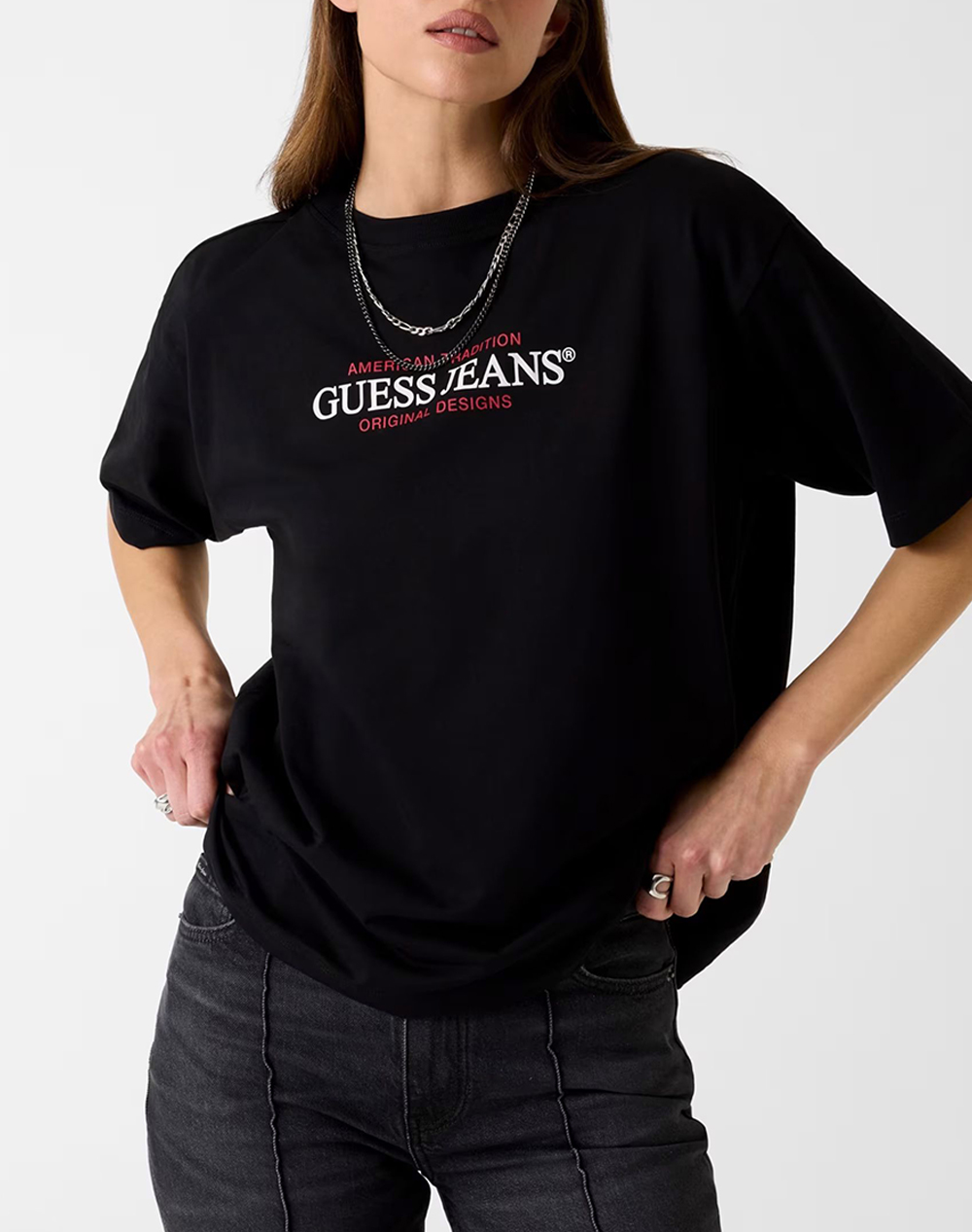 GUESS JEANS GJ SS CN OS AMERICAN TR TEE ΜΠΛΟΥΖΑ ΓΥΝΑΙΚΕΙΟ W4YI08K8HM0-JBLK Black