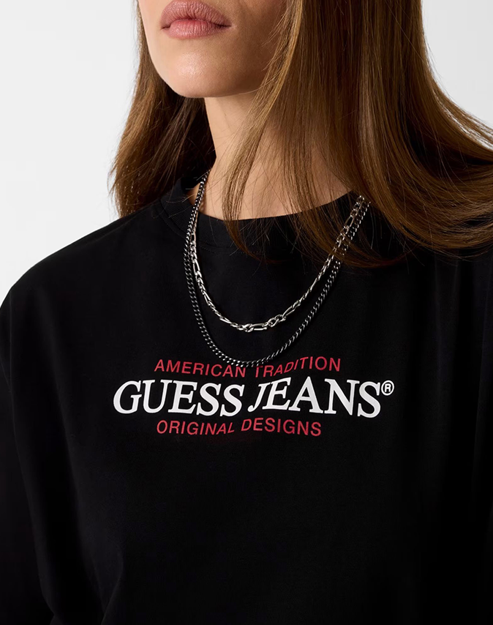 Guess Jeans Gj Ss Cn Os American Tr Tee Μπλούζα Γυναικείο W4Yi08K8Hm0-Jblk Black Γυναικεία ρούχα μπλούζες Τ-Shirt Politikos Shop Πολιτικός