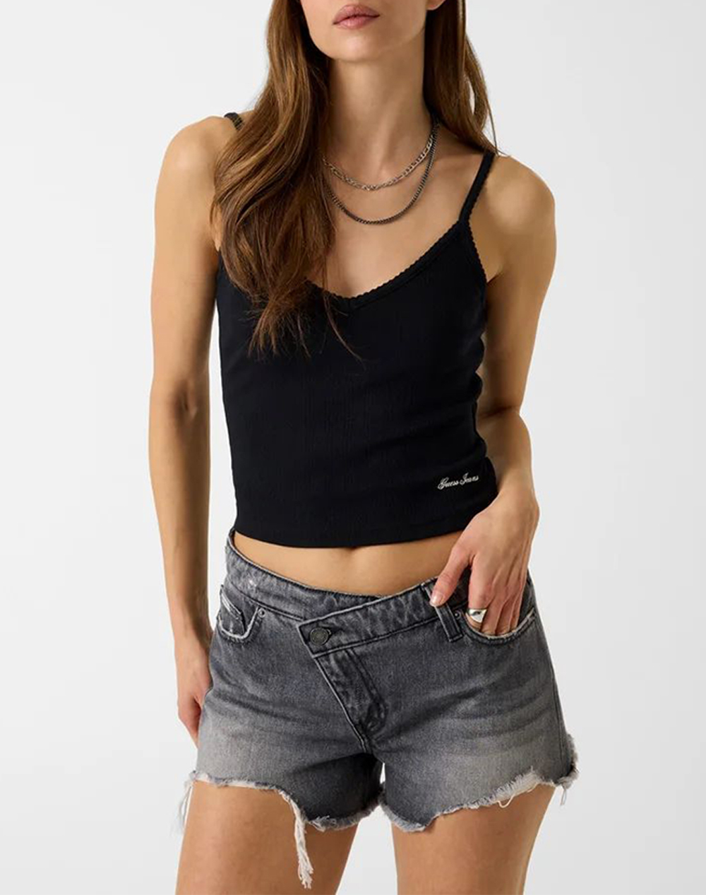 GUESS JEANS GJ POINTELLE CAMI ΜΠΛΟΥΖΑ ΓΥΝΑΙΚΕΙΟ W6GPB5KG372-JBLK Black