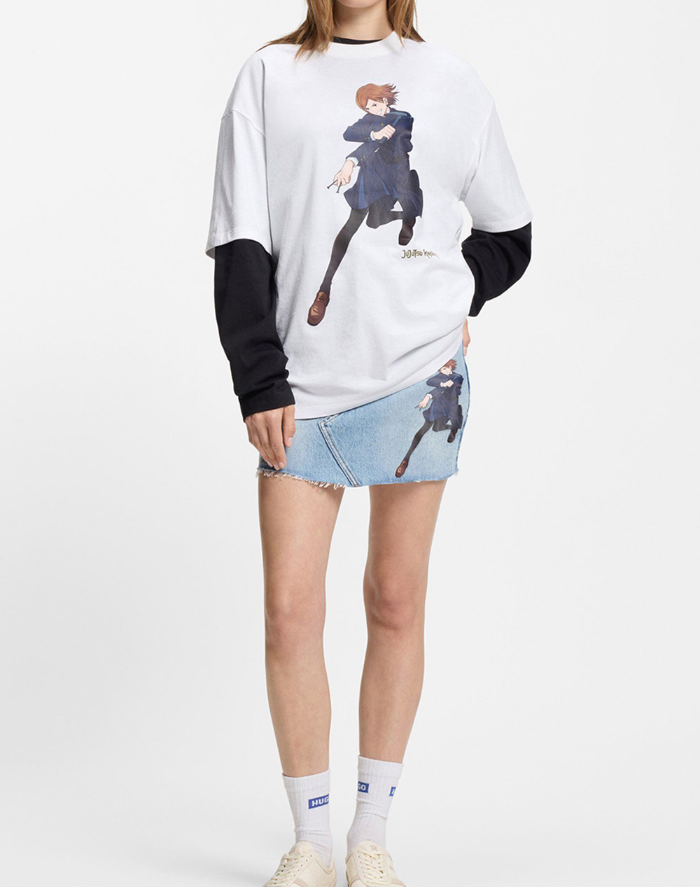 Hugo Oversized Tee B Jjk 10272982 01 50557497-100 White Γυναικεία ρούχα μπλούζες Τ-Shirt Politikos Shop Πολιτικός