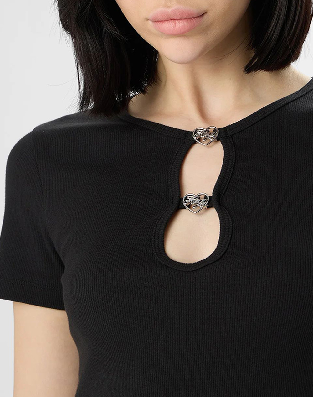 Hugo Diheart B 10257055 01 50562071-001 Black Γυναικεία ρούχα μπλούζες Τ-Shirt Politikos Shop Πολιτικός