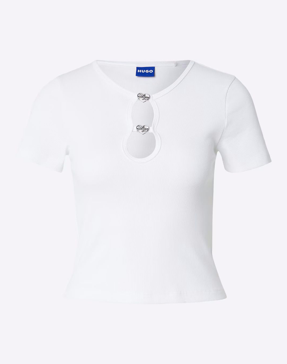 Hugo Γυναικείο Cropped T-Shirt Κοντομάνικο Άσπρο Βαμβάκι Ελαστάνη