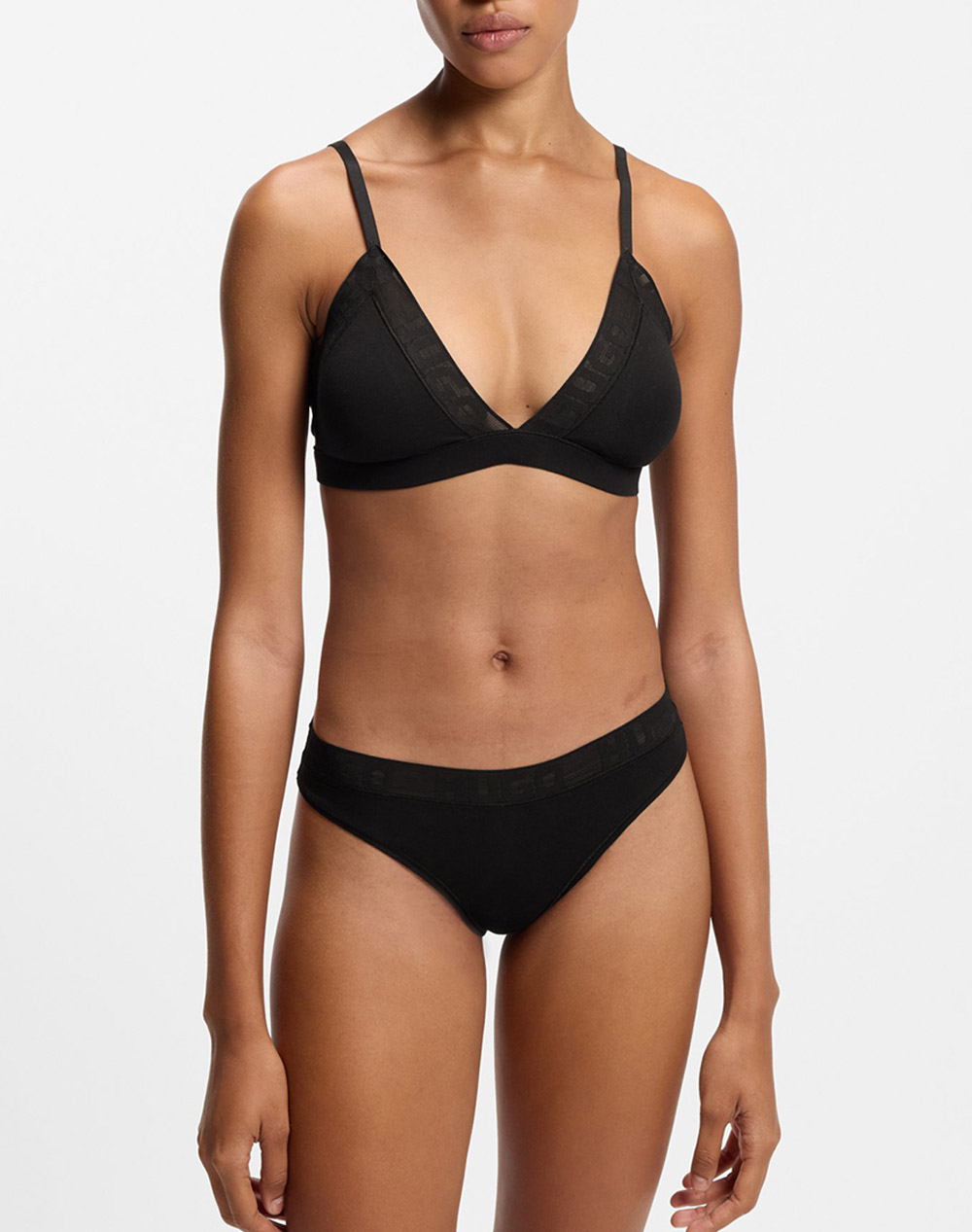 HUGO HUGO MESH LOGO THONG 10277541 01 50557141-001 Black - 2