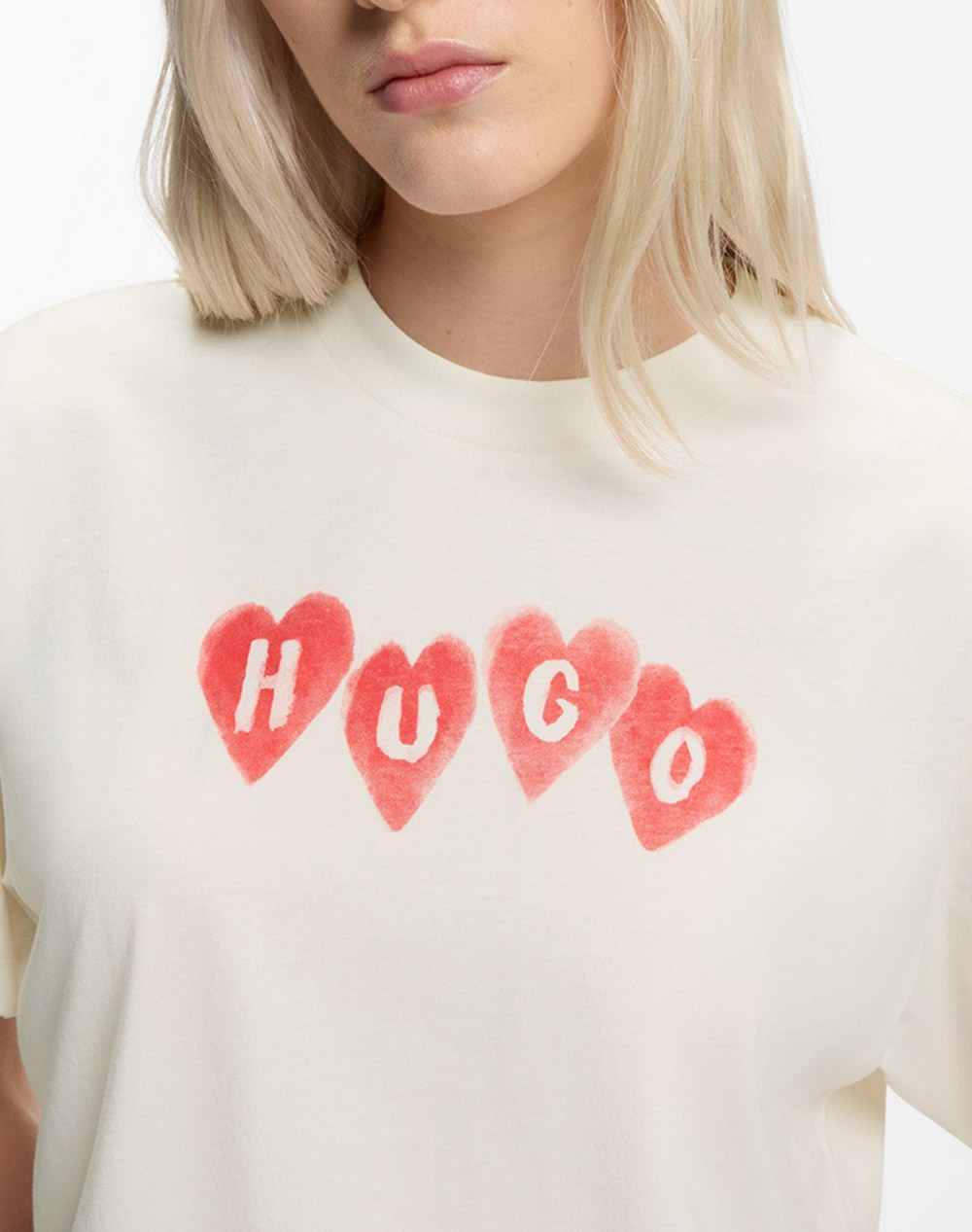 Hugo Vintage Tee 22 10279054 01 50561164-102 Ecru Γυναικεία ρούχα μπλούζες Τ-Shirt Politikos Shop Πολιτικός