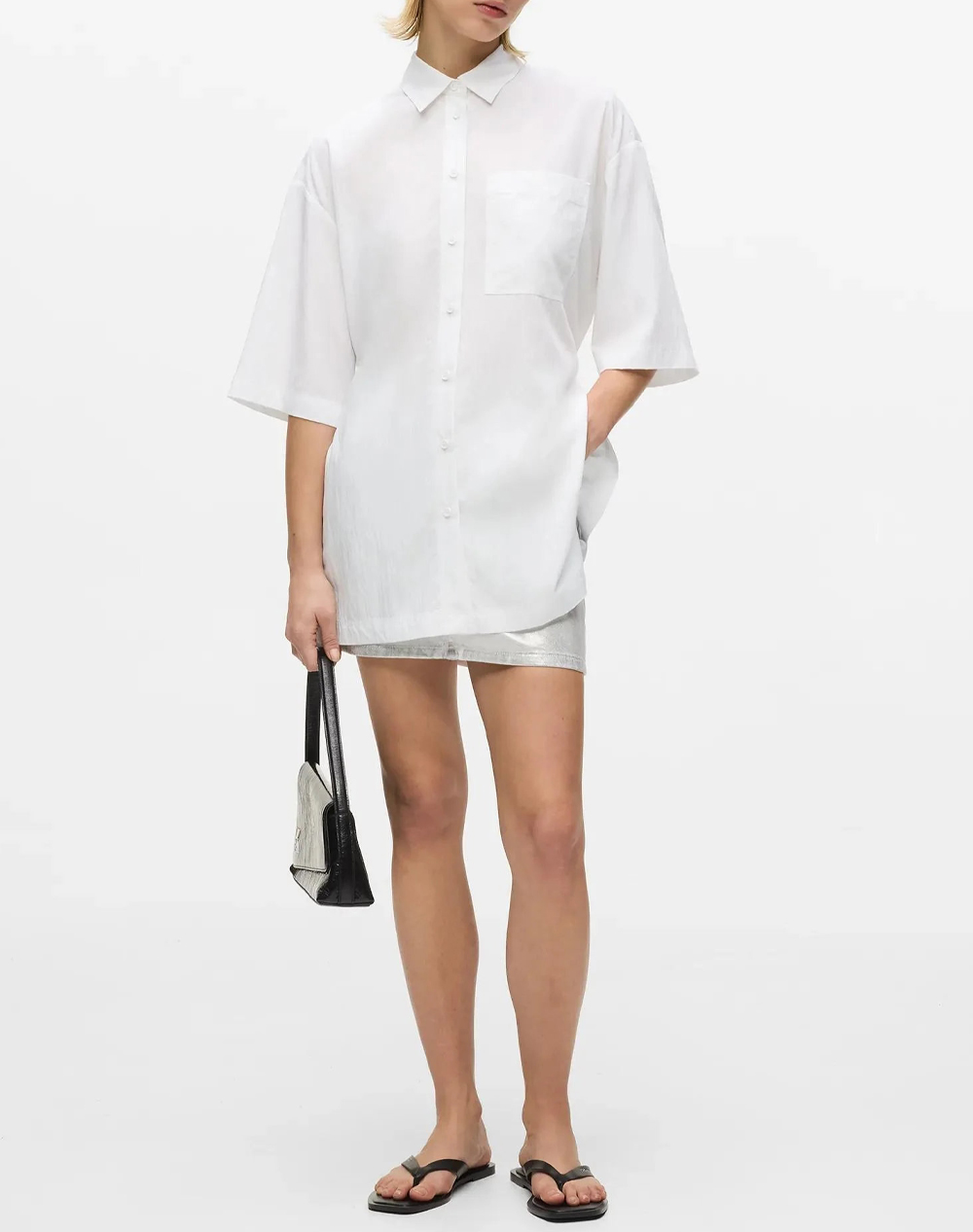 Karl Lagerfeld Jeans Klj Relaxed Blouse B2W11022-100 White Γυναικεία ρούχα πουκάμισα Politikos Shop Πολιτικός