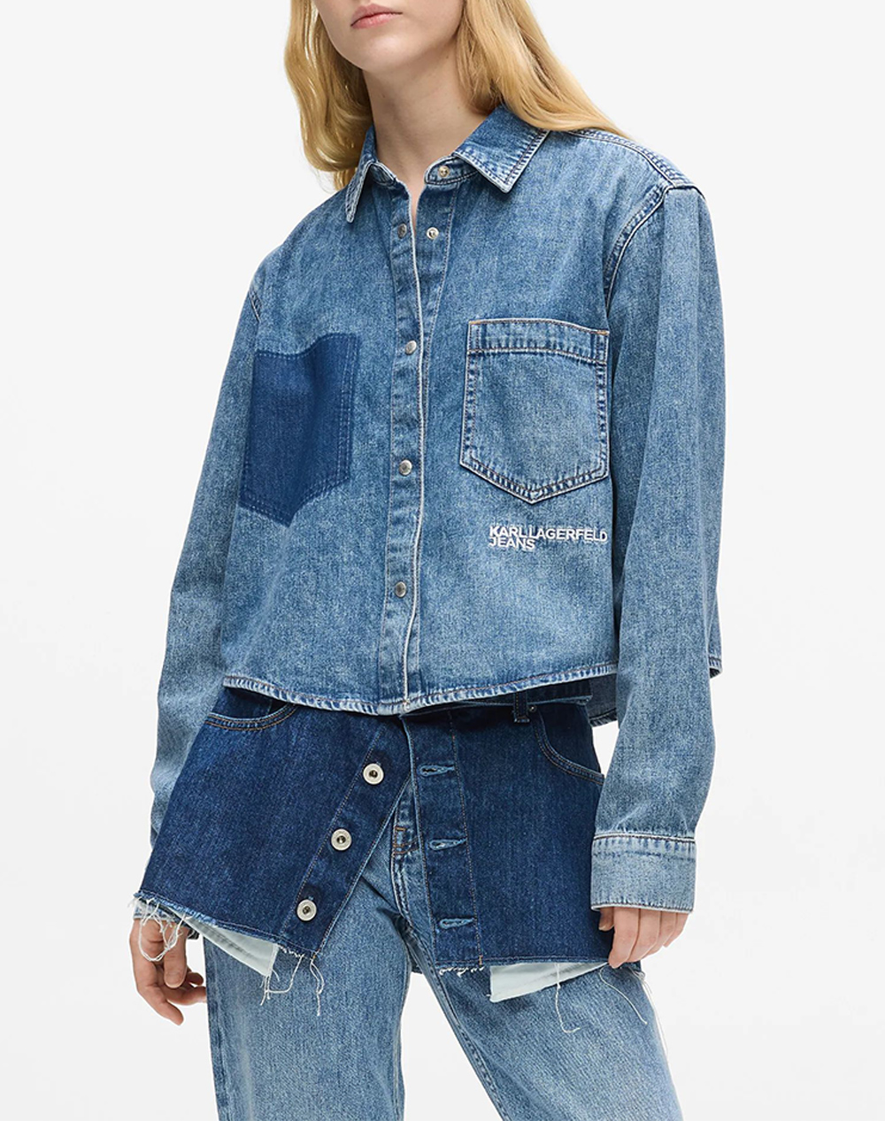 KARL LAGERFELD JEANS KLJ BOXY DENIM BLOUSE B1W11021-1VA DenimBlue