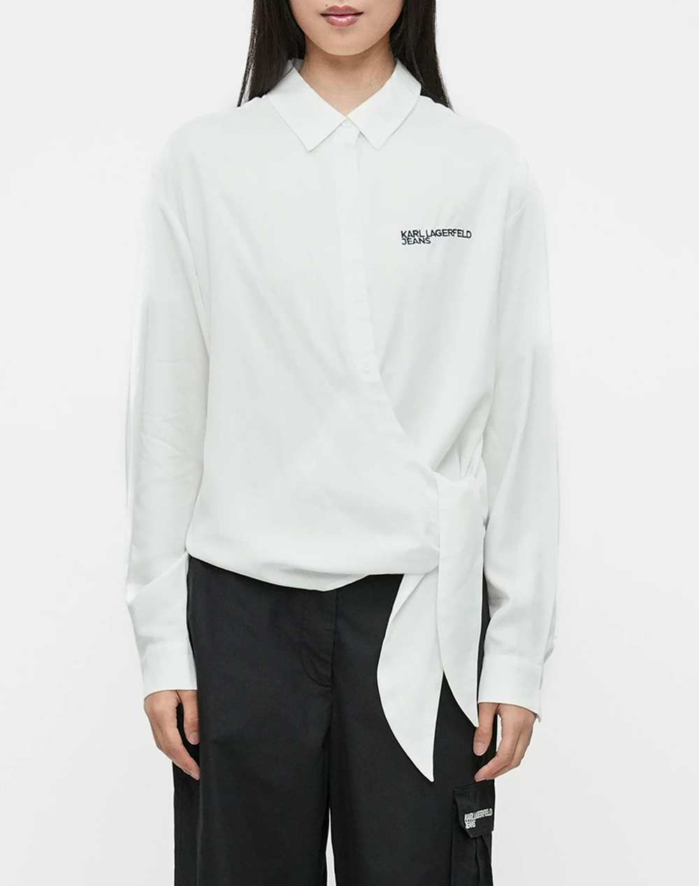 KARL LAGERFELD JEANS KLJ TIED BLOUSE B1W11026-100 White
