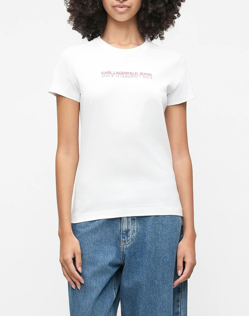 KARL LAGERFELD JEANS KLJ SLIM SS REFLECTION TEE B1W17053-100 White