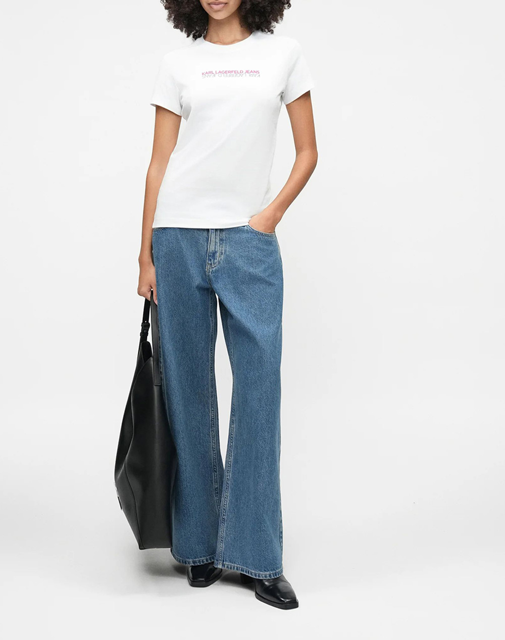 Karl Lagerfeld Jeans Klj Slim Ss Reflection Tee B1W17053-100 White Γυναικεία ρούχα μπλούζες Τ-Shirt Politikos Shop Πολιτικός
