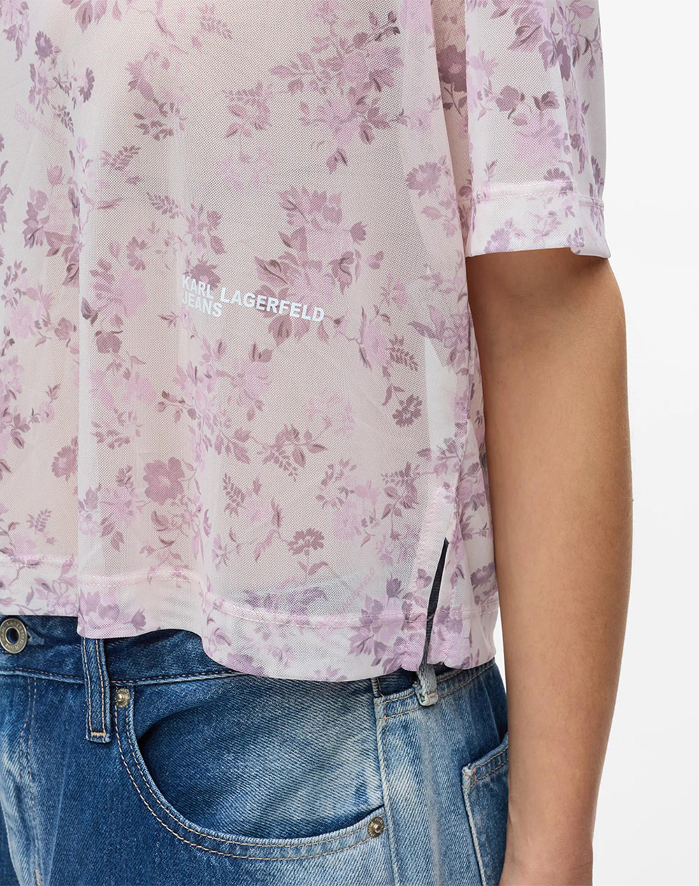 Karl Lagerfeld Jeans Klj Mesh Aop Tee B2W17089-2Mz Mixed Γυναικεία ρούχα μπλούζες Τ-Shirt Politikos Shop Πολιτικός