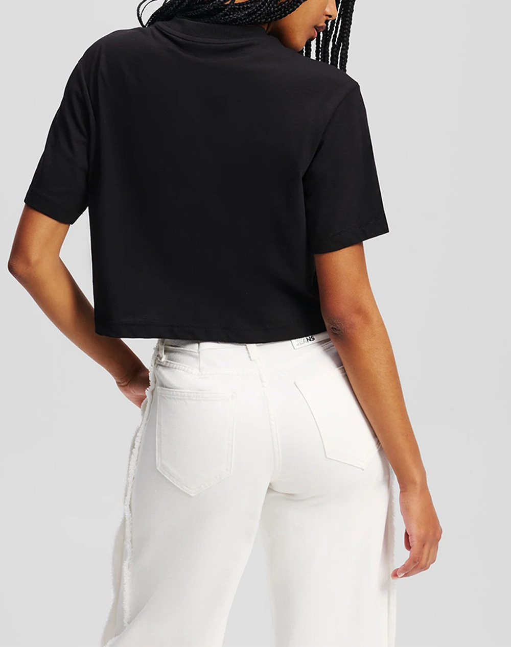 KARL LAGERFELD JEANS KLJ REG CROPPED MONOGRAM TEE A2W17076-999 Black φωτογραφία