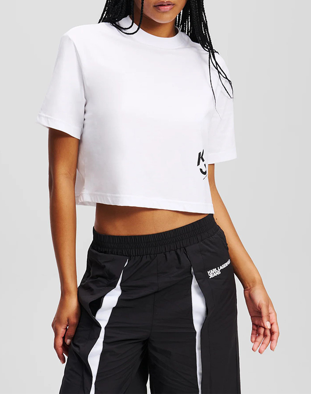 KARL LAGERFELD JEANS KLJ REG CROPPED MONOGRAM TEE A2W17076-100 White
