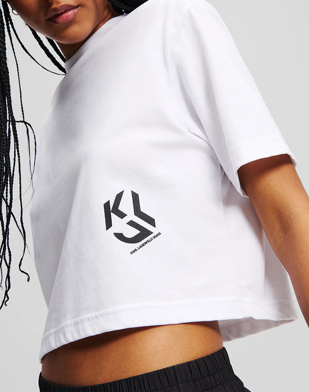 KARL LAGERFELD JEANS KLJ REG CROPPED MONOGRAM TEE A2W17076-100 White φωτογραφία
