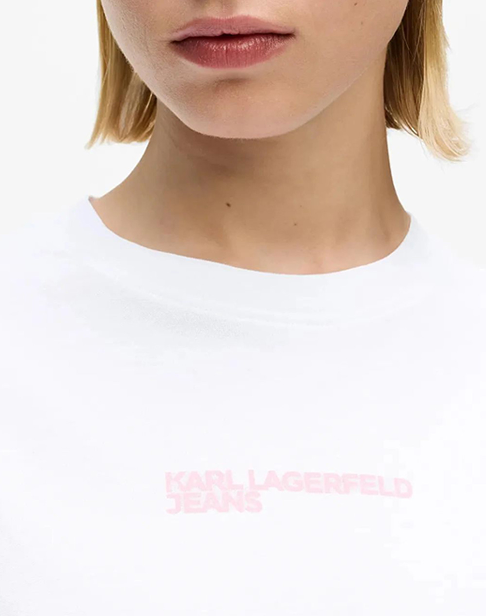 Karl Lagerfeld Jeans Klj Reg Ss Frame Tee B2W17069-100 White Γυναικεία ρούχα μπλούζες Τ-Shirt Politikos Shop Πολιτικός