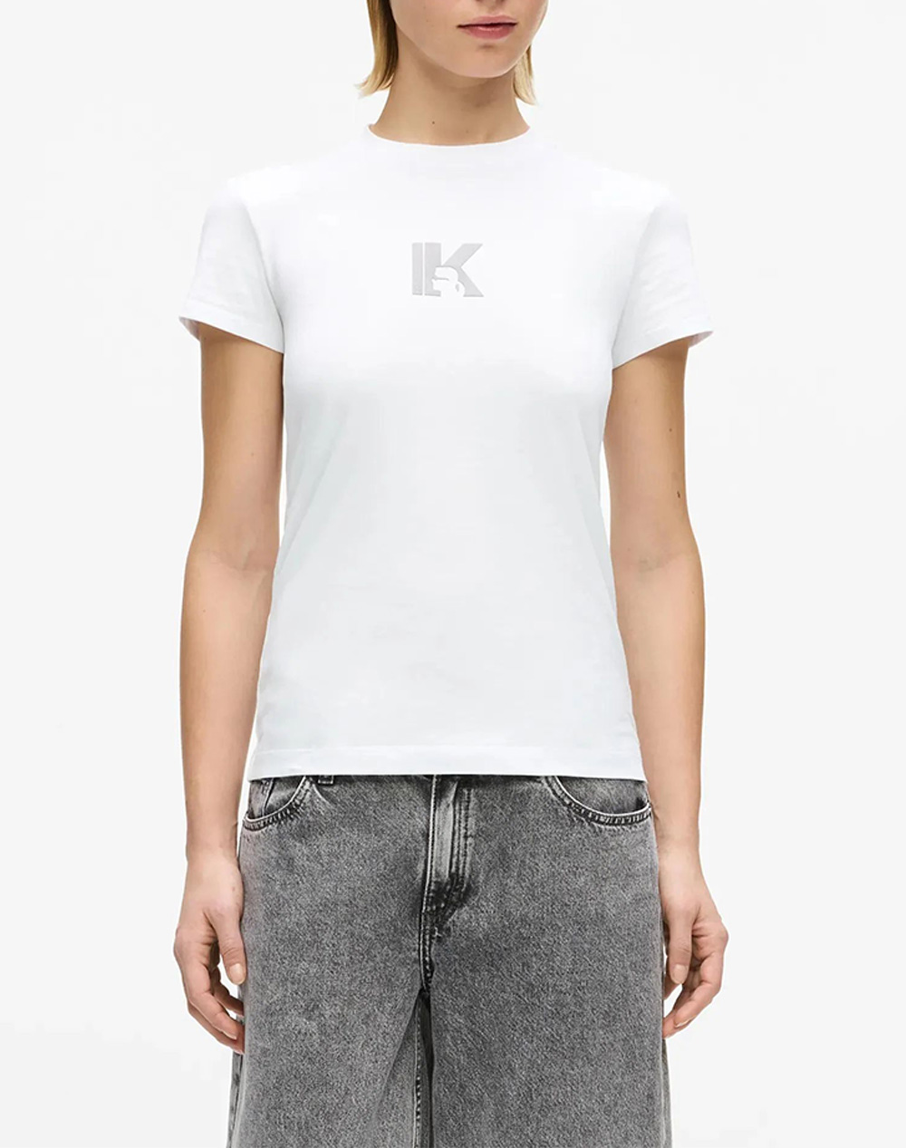 KARL LAGERFELD JEANS KLJ SLIM SS K LOGO TEE B2W17064-100 White