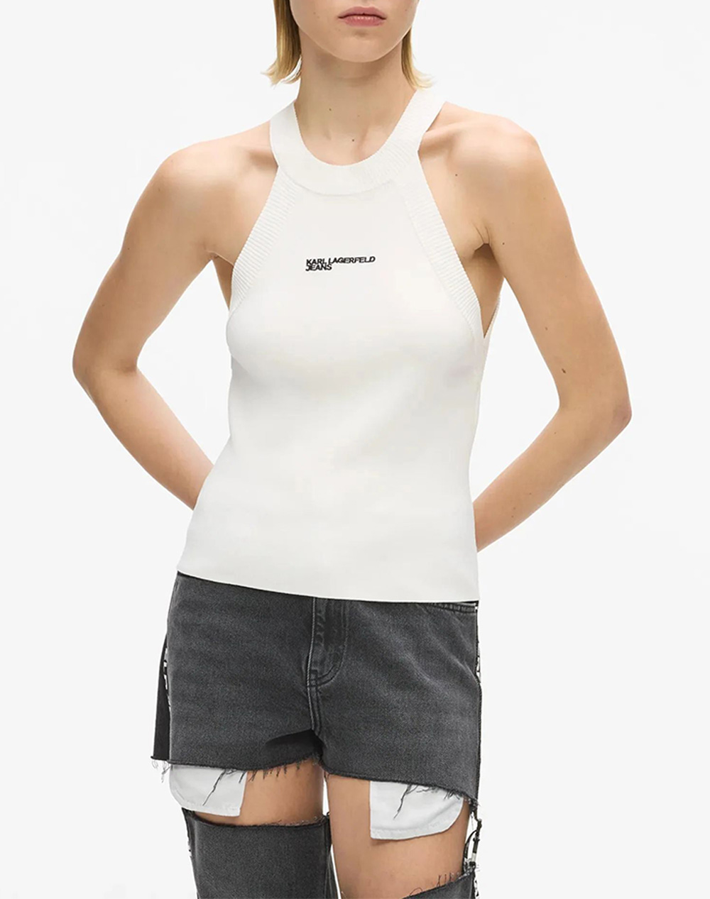 KARL LAGERFELD JEANS KLJ KNITTED TANK B2W18022-100 White